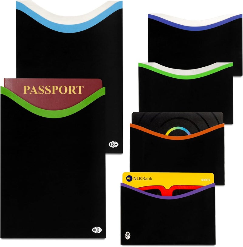 RFID SECURE RFID Blocking Credit Card & Passport Sleeves (4 Long Side Credit Card & 2 Passport Protectors) – RFID Blocking Identity Theft Protection, Slim Design – Ideal for Travel and Everyday Use - Image 1